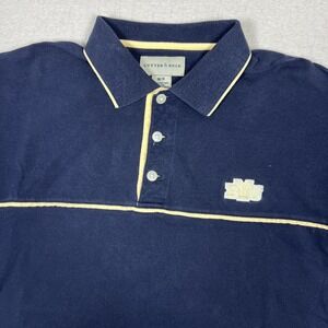 Y2K BYU Cutter & Buck Polo Shirt Mens M Navy Logo Cotton Stretch Casual Golf